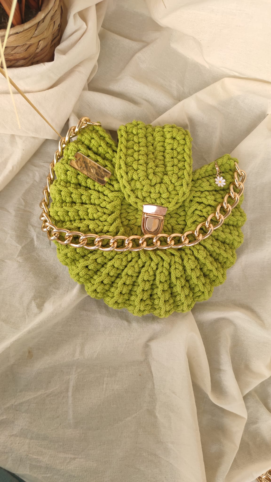Heklana torba Linda u jarko zelenoj boji - Slika 3