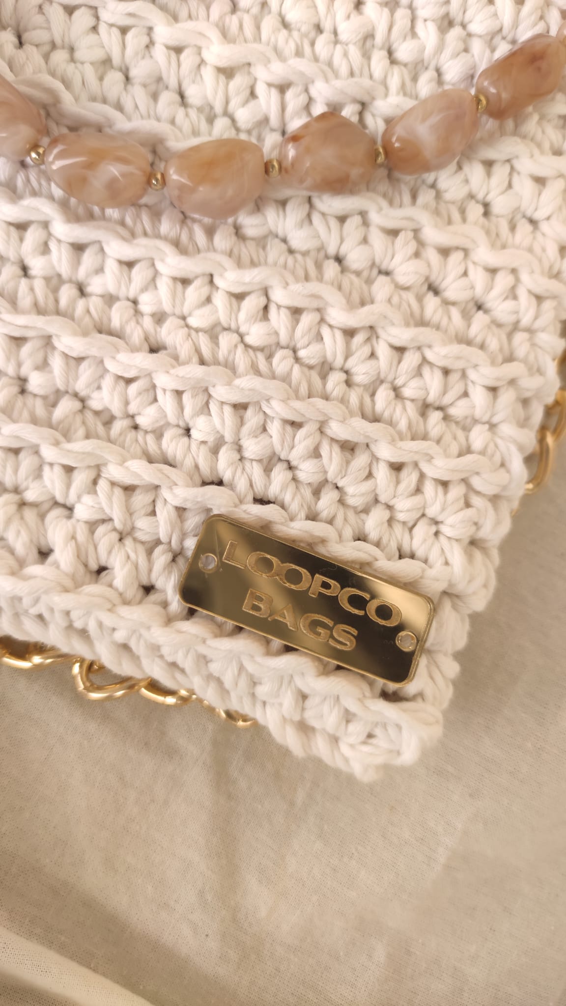 Heklana torbica u bijeloj natural boji - Slika 3