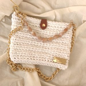 Heklana torbica u bijeloj natural boji