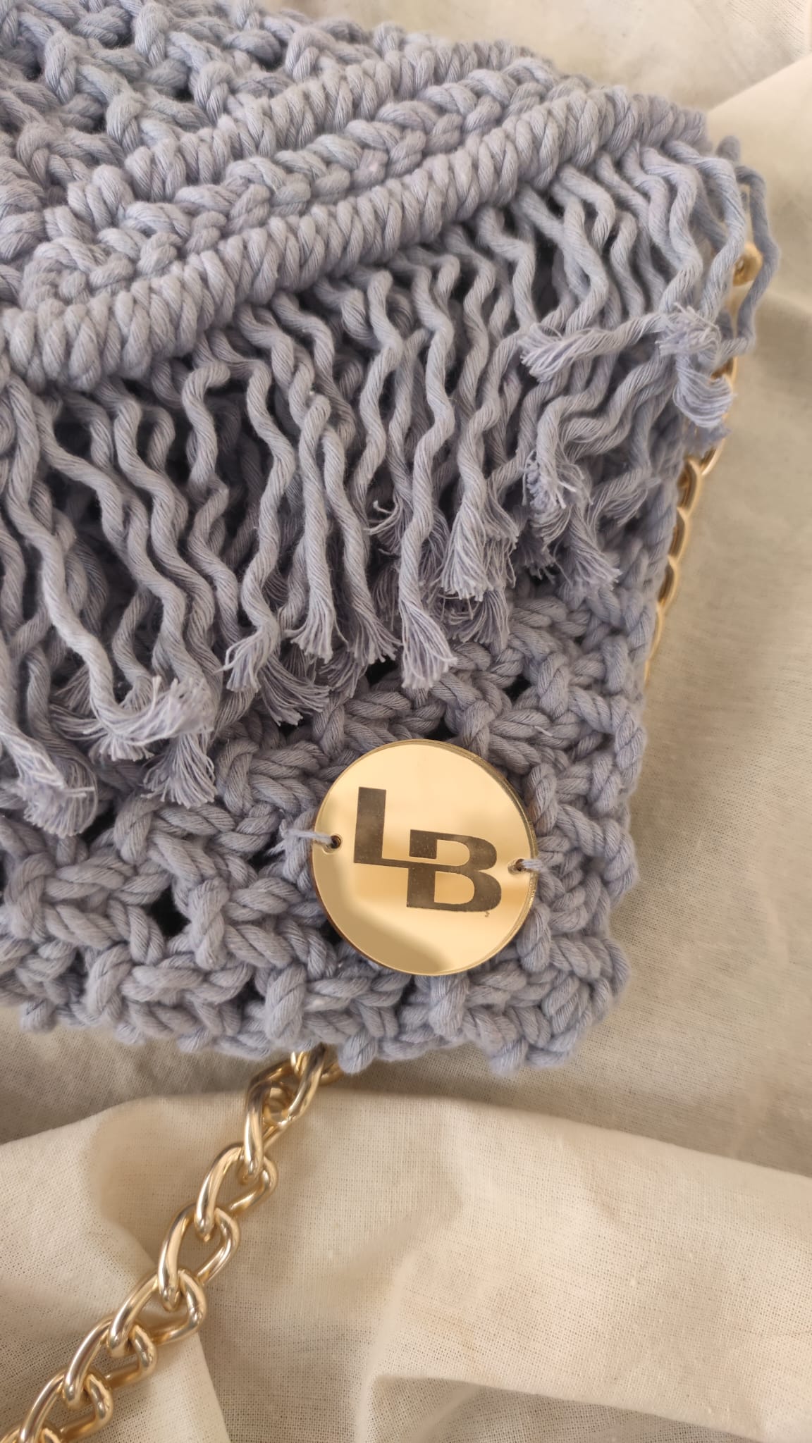 Makrame torba u pastelno plavoj boji - Slika 2