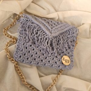 Makrame torba u pastelno plavoj boji