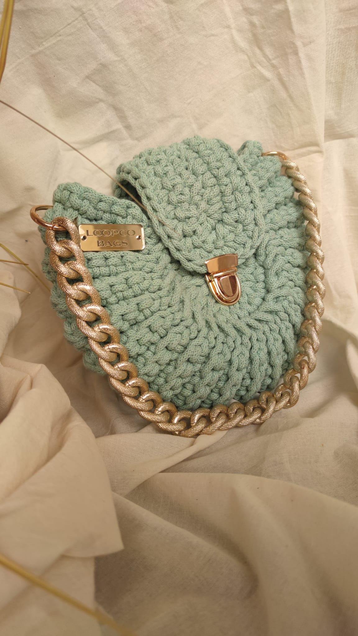 Heklana torba Linda u pastelno zelenoj boji - Slika 3